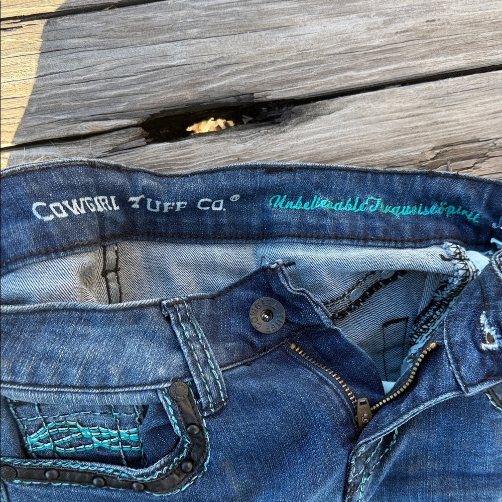 Cowgirl Tuff Women's Boot Cut Jeans - Unbelievable Turquoise 25-26x35